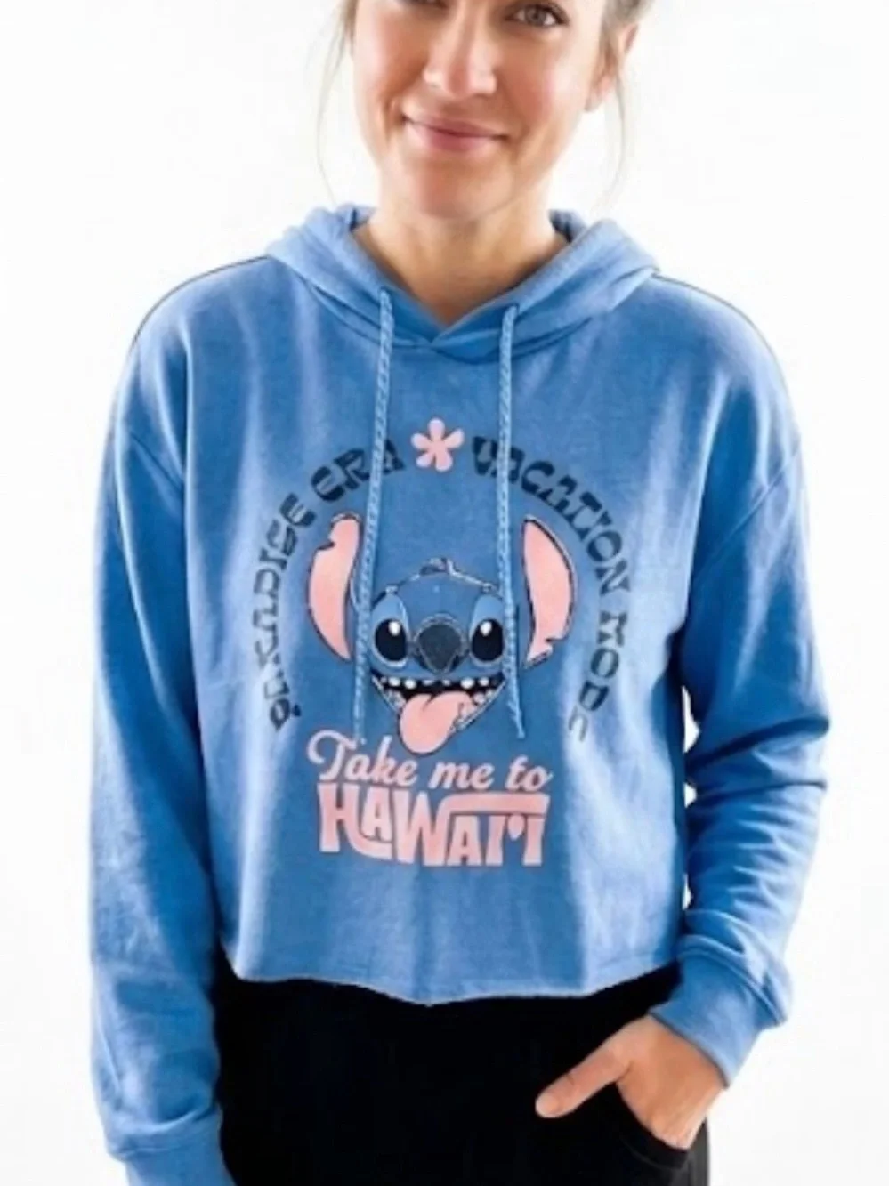 Disney Blue Hoodie Sweatshirt with Pink Graphic - Picture 5 of 5